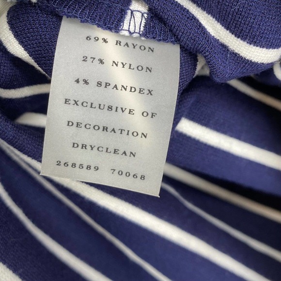 Ann Taylor Navy Blue White Striped Coral Grosgrain Ribbon Trim Nautical Skirt 6 - Picture 6 of 6
